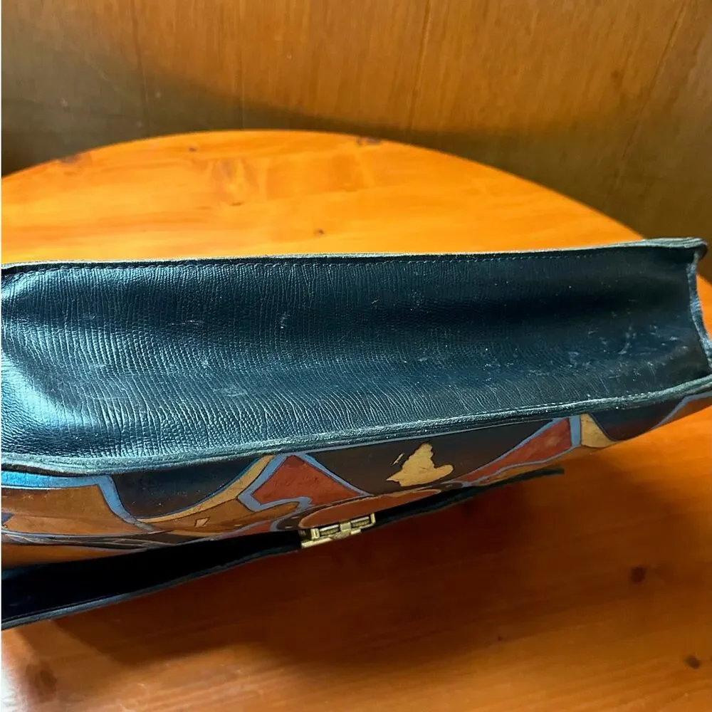 Vintage Marvin Sin Handmade/Hand Painted Leather Briefcase